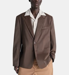 Veste droite en laine et soie mélangée fermeture boutonnée Lemaire