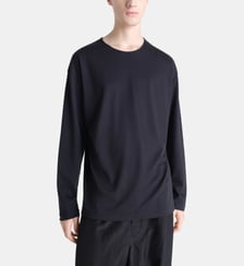 T-shirt à manches longues droit en coton et en soie Lemaire