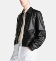 Blouson Biker classique en cuir Lemaire