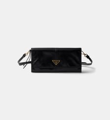 Porte-monnaie bandoulière en cuir signature Prada