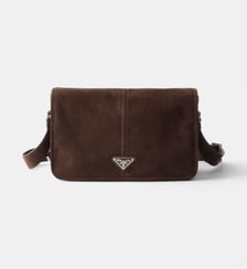 Sac à bandoulière en suède signature Prada