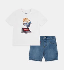 Ensemble Skater court droit en coton mélangé imrpimé signature Levi's Kids
