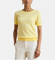 pull léger à rayures manches courte en coton Lauren Ralph Lauren
