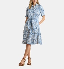 Robe chemisette ajusté en lin imprimé Lauren Ralph Lauren