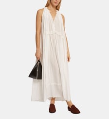 Robe Piper longue sans manches en coton col V boutonnée Roseanna