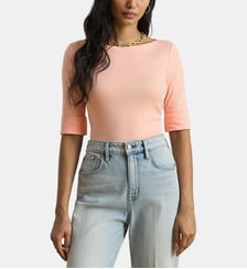 T-shirt encolure bateau en coton stretch Lauren Ralph Lauren