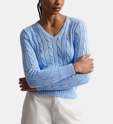 Pull col en V torsadé en coton signature Polo Ralph Lauren