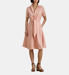 Robe-chemise à plastron lacé en lin Lauren Ralph Lauren