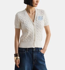 Gilet torsadé manches courtes en coton Lauren Ralph Lauren
