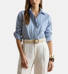 Chemise droite en coton à rayures signature Lauren Ralph Lauren
