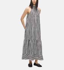 Robe longue rayée sans manches encolure américaine Karl Lagerfeld