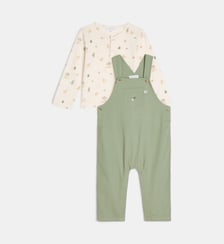 Ensemble t-shirt et salopette Tan en sergé de coton bio Cadet Rousselle