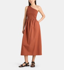 Robe longue smock Rahul one shoulder coton Leon & Harper