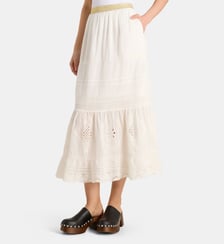 Jupe longue Jinta broderies coton bio Leon & Harper