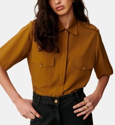 Chemisette Campshirt droite en coton poche plaquée Sessùn