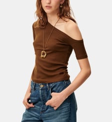 T-shirt Soline slim col asymétrique Sessùn