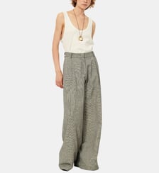 Pantalon large Provencot à carreaux en lin Sessùn