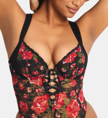 Body Sinful Rose Printed Lace imprimé col V Savage x Fenty