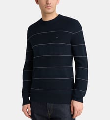 Pull droit fines rayures signature en coton Eden Park