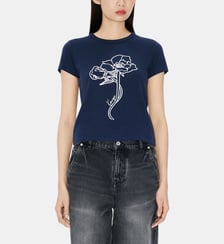 T-shirt ajusté en coton imprimé signature Kenzo