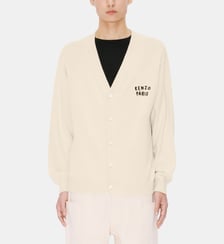 Cardigan droit en coton et laine signature Kenzo
