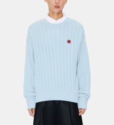 Pull droit en coton et laine signature Kenzo