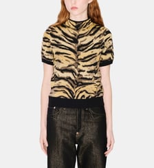 Top ajusté motif tigre en coton mélangé Kenzo
