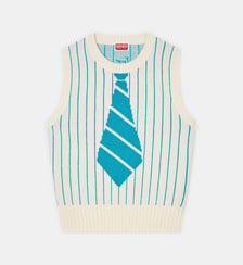 Pull cardigan sans manches en laine mélangée signature Kenzo