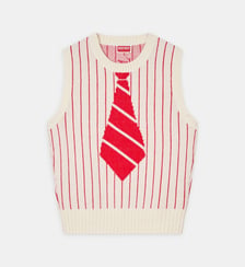 Pull cardigan sans manches en laine mélangée signature Kenzo