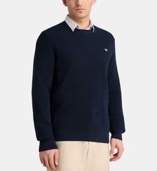Pull droit signature en maille de coton bio Gant