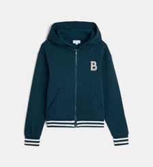 Sweat zippé à capuche bicolore coton  Cadet Rousselle