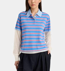 Pull polo stripe rugby fine maille cachemire Guest In Residence