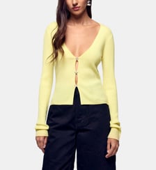 Top Col V boutons étoiles Strass en laine From Future