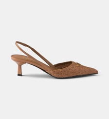 Escarpins sling back en cuir signature Prada
