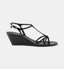 Sandales compensées en cuir verni Prada