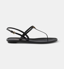 Tongs en cuir verni signature Prada