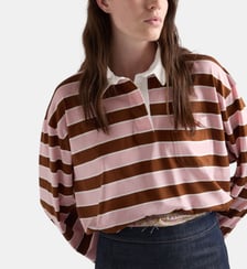 T-shirt polo droit en coton à rayures Prada