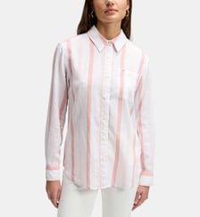 Chemise droite rayée en lin mélangé Lee