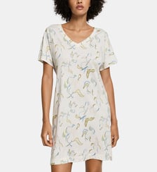 Chemise de nuit droite en coton mélangé imprimé Hanro