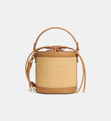 Sac seau panier Flavia lisse et paille Galeries Lafayette
