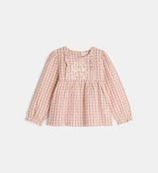 Blouse évasée Tabote Check seersucker vichy coton bio Cadet Rousselle