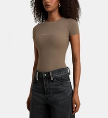 Top slim manches courtes signature effet côtelé Alexander Wang