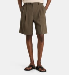 Short à pinces droit en gabardine de laine Auralee