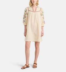 Robe tunique Dina Folk brodée en coton bio Galeries Lafayette