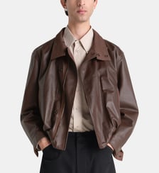 Blouson droit en cuir Lemaire