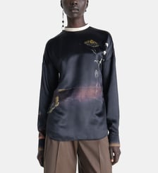 Blouse droite en soie imprimé Lemaire