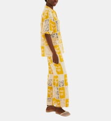 Pantalon droit à motif en coton Farm Rio