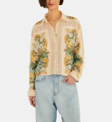 Chemise droite en lin mélangé à motif Farm Rio