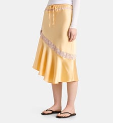 Jupe Delphia midi satin et dentelle  Damson Madder