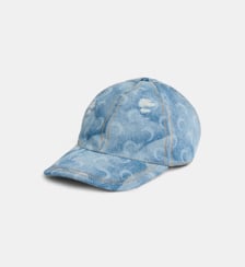 Casquette de baseball denim monogrammée usée Marine Serre